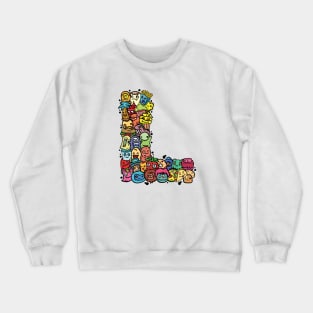 Alphabet Monster Doodle Letter L Monogram Crewneck Sweatshirt